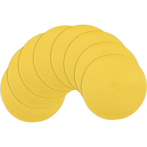 Sets de table ronds tressés, sets de table isolants pour la cuisine, 38 cm (jaune, lot de 8) (1/4)