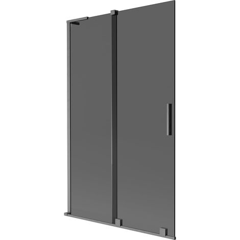 Mexen Velar L paravento per vasca da bagno a 2 ante scorrevoli 110 x 150 cm, grafite, grigio canna di fucile spazzolato (1/5)