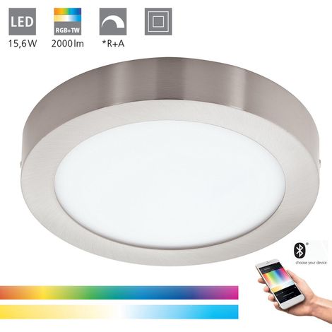 EGLO 33318 Spot LED en saillie Crosslink FUEVA-C nickel mat H : 4 cm Ø : 22,5 cm dimmable 2700-6500K avec fonction Connect (1/5)