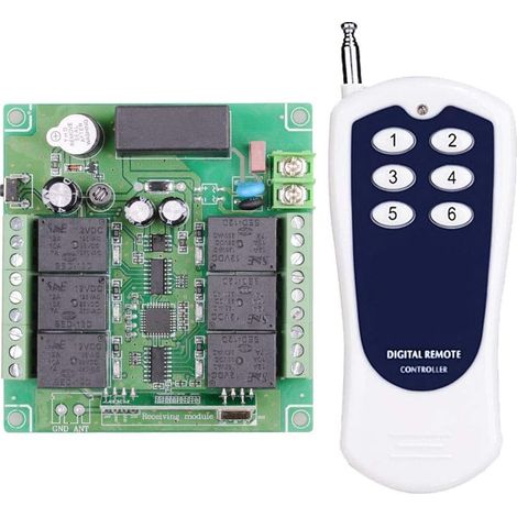 CA 220V 6 Canaux 200m Émetteur+ Récepteur Radio treuils/moteur/Vérin électrique Télécommande sans fil 6 canaux 230 VAC - Télécommande sans fil 10 A Télécommande sans fil (1/5)