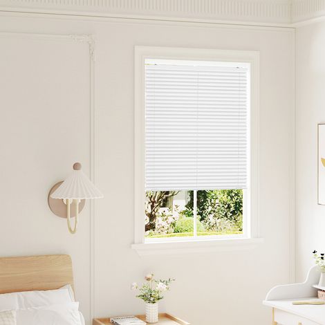 WOLTU Plissee Klemmfix ohne Bohren Plisseerollo Montage Mit Vakuum-Saugnäpfen Fensterrollo Faltrollo innen lichtdurchlässig Sonnenschutz für gängige Fenster Dachfenster Balkontüren 90x130 cm, Weiß (1/5)