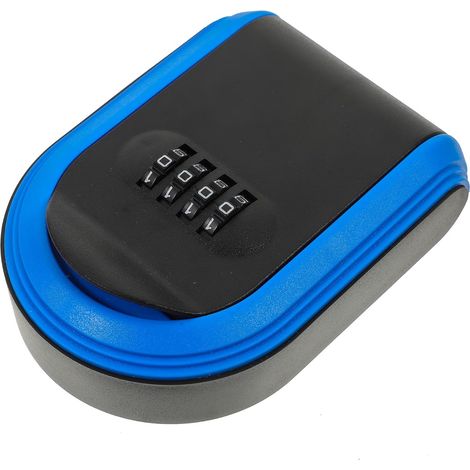 Boîte à Clés Murale Code Réinitialisable 4 Chiffres, Coffre-Fort de Sécurité en Plastique Bleu, Petit Coffre-Fort à Code pour Maison et Bureau, Boîte de Verrouillage Sécurisée