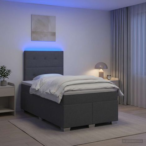 Lit boxspring avec matelas Gris foncé 120 x 190 cm Tissu (1/5)