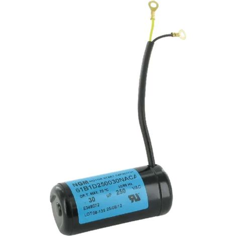 Condensateur de démarrage universel avec câble 2 fils 30µF 250V Ø37mm longueur 82mm Permanent Moteur Appareils Electriques Ménagers Connecteur