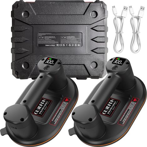 Ventouse Carrelage Électrique 2 Pièces  Supportant jusqu’à 300 kg, avec écran LCD, batterie 4000 mAh, pour Plaques de Verre, Granit, Carrelage, Métal et Bois (1/5)