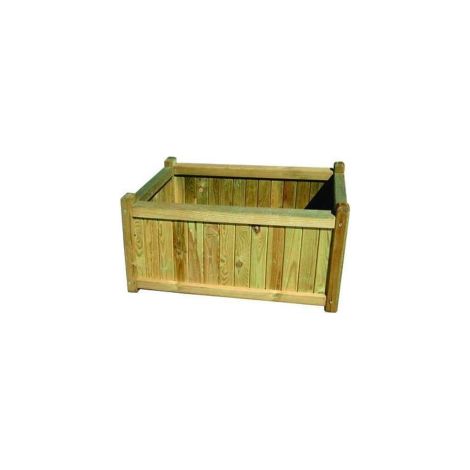 Pot de fleurs rectangulaire Vette en pin impre'gne' assemble' cm.40x80x40h pour terrasse de jardin exte'rieur