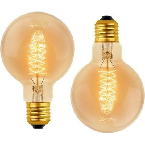 Ampoule Vintage Globe G80 E27 Dimmable 60W Blanc Chaud 2700K, 600lm, Ampoules de Décoration à Incandescence Rétro E27 Spirale Tungstène Filament Lampe, lot de 2 (1/5)