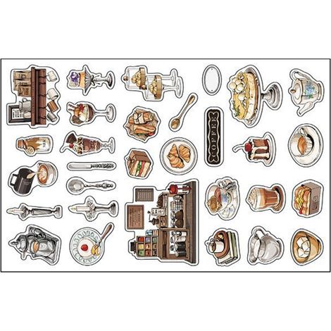 Set mit 12 Retro-Vintage-Aufklebern, ästhetische Antiquitäten, Notizbuch- und Tagebuchdekoration, nostalgische Aufkleber für Alben, Klebebogen im Retro-Stil. (1/5)