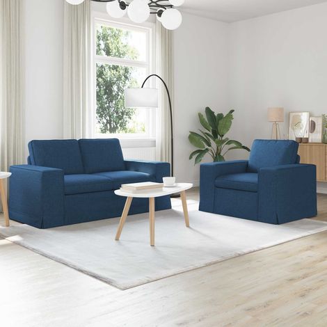 Sofa Set 2 pcs Blau 162 x 80 x 82 cm Stoff