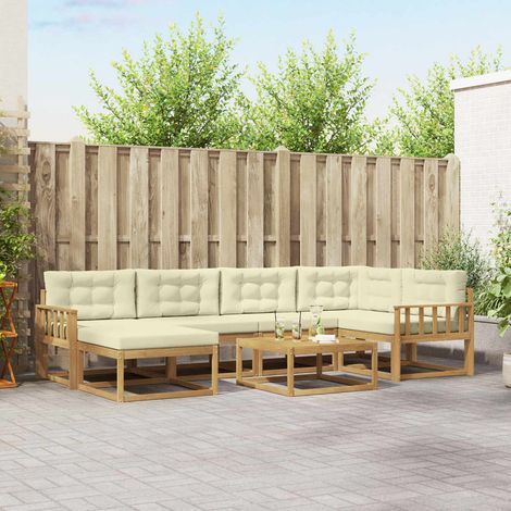 vidaXL Outdoor-Sofagarnitur 7 pcs Weiß und Creme (1/5)