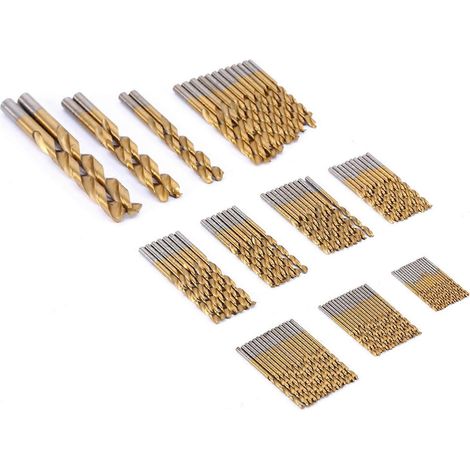 99-teiliges Spiralbohrer-Set, HSS, titanbeschichtet, Holzbearbeitungsbohrer-Set, 1,510 mm (1/4)