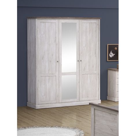 Armoire enfant contemporaine 172 cm chêne blanc/marron Maxime (1/5)