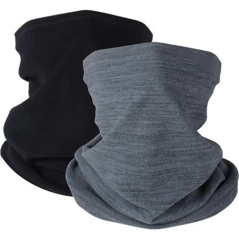 Ensemble 2 pièces : écharpe tubulaire d'hiver, cache-cou en polaire douce, masque de ski coupe-vent pour homme et femme, idéal pour ski, course à pied et vélo (1/5)