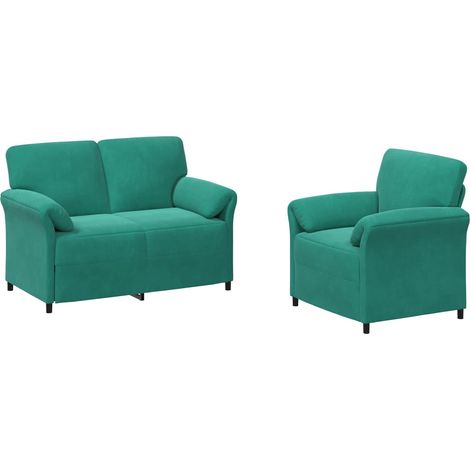 Ensemble de Canapés 2 pc Turquoise Velours vidaXL (1/5)