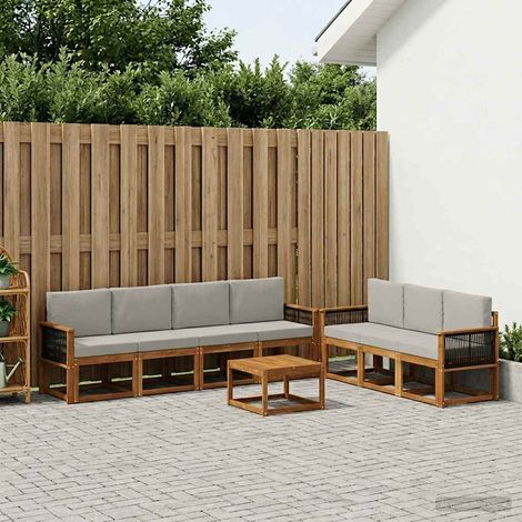 vidaXL Outdoor-Sofagarnitur mit Kissen 7 pcs Natürlich und Hellgrau (1/5)