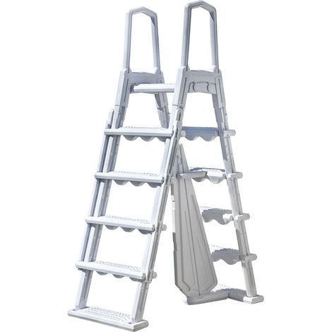 GRE – Échelle de piscine 4 marches antidérapantes – Design à ciseaux – Largeur 60 cm – Longueur 151 cm – Pour piscines hors sol