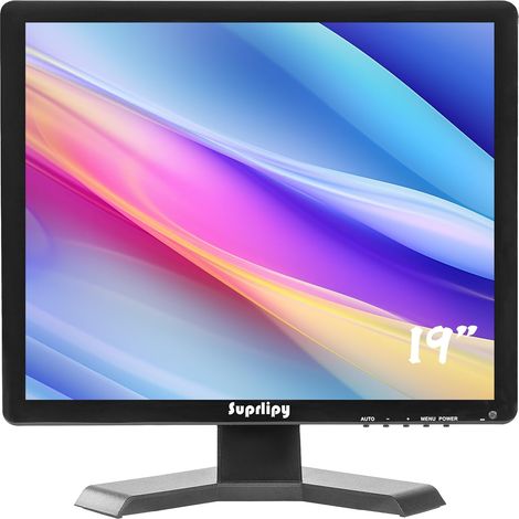 Moniteur de vidéosurveillance de sécurité LCD TFT 19 Pouces résolution 1280x1024 écran Couleur Prise en Charge HDMI VGA AV BNC USB entrée avec télécommande Haut-parleurs intégrés pour caméra (1/5)