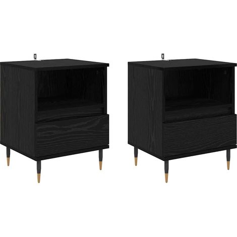 Armario de Noche con cajón 2 pcs Roble Negro 40 x 35 x 50 cm vidaXL (1/5)