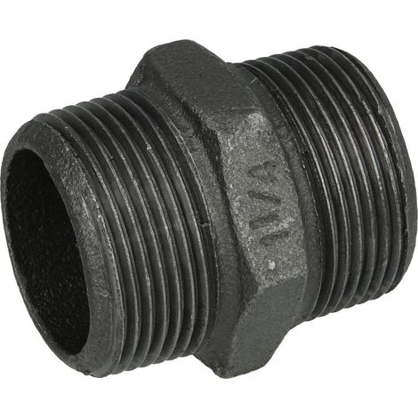 Raccord en fonte malléable noir nipple double 1 1/4'' FM/FM