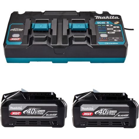 Makita BL4040F X2 40V Max 4Ah XGT Battery + DC40RB Dual Fast Twin Charger (1/5)