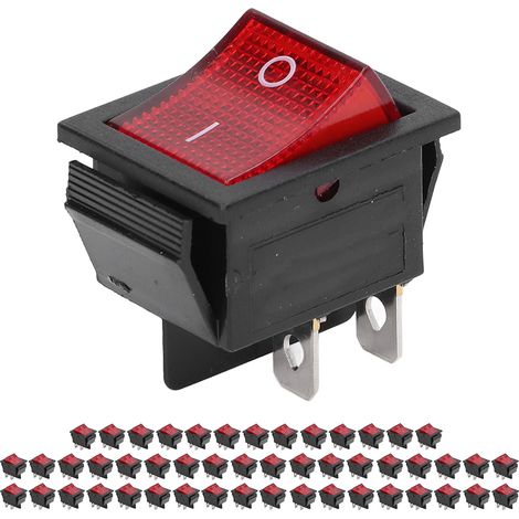 50 interrupteurs bascule mini 4 broches 2 positions laiton pour bateau, courant élevé 125/250V rouge (1/5)