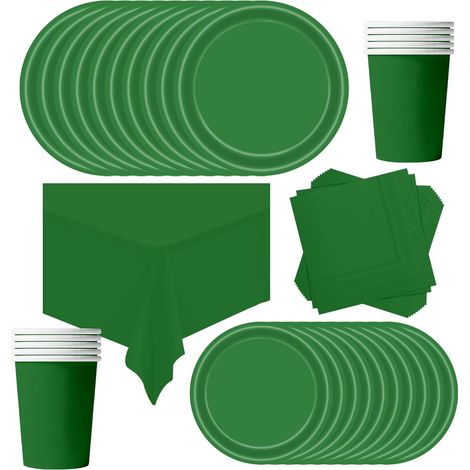 69 Pièces Vaisselle Jetable Anniversaire Vert,Assiette Carton Papier Tasses Serviettes Nappe pour Fête de Noël,Vaisselle de Fête Enfants,Barbecue Les Fêtes Les Pique-niques(16 Invités) (1/5)