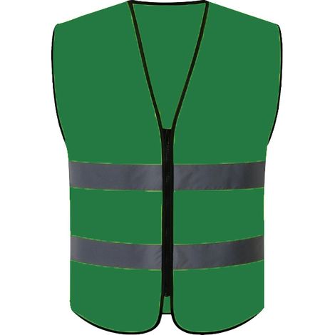 Gilet de Sécurité Haute Visibilité avec Fermeture Éclair - Lot de 8 - Veste Réfléchissante pour Chantier, BTP, Assainissement et Paysagisme - Couleur Vert Herbe-lsw