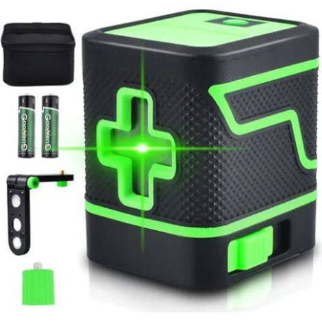 Livella laser ad alta intensità, linea sottile, disegno automatico della linea, mini strumento di misurazione portatile a 2 linee con luce verde -Crezuo