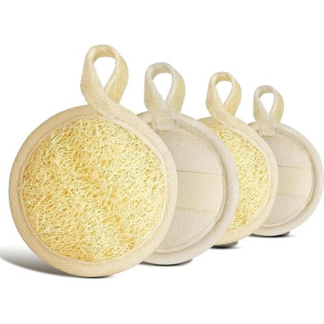 AOOWU Éponge Loofah Naturel sangle de bain en luffa avec coussinet éponge Luffa 4PCS éponges (1/5)