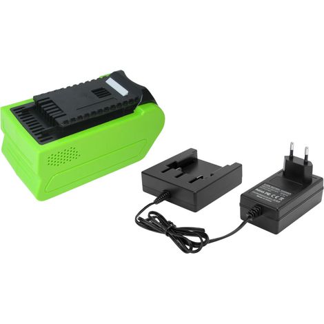 Trade-Shop 2in1 Set: Li-Ion Akku 40V / 4000mAh + Ladegerät für Greenworks GD40BCK2X G40LM35 G40HT G40GCK4 G40ABK4 G40GCK2 G40GC G40DT35 G40DT30K4 (1/5)