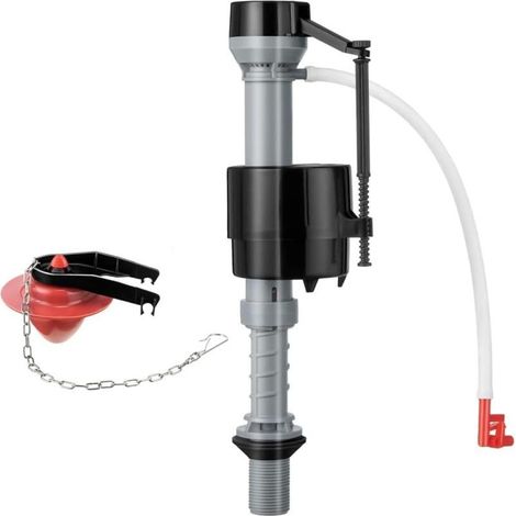 Accessoires Toilettes Universels – Soupape Arrivée Eau + Couvercle Clapet – Flotteur, Mécanisme Chasse – Noir (1/5)