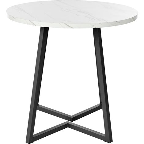 Runder Esstisch 80 cm aus MDF mit Metallgestell, Marmoroptik Weiß/Schwarz, 1 Stück (1/5)