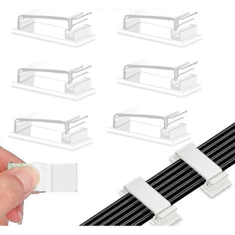 50 clips adhésifs durables pour la gestion des câbles et le maintien des cordons d'alimentation-White (1/5)