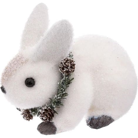 Paris Prix - Statuette Déco lapin Couronne 16cm Blanc