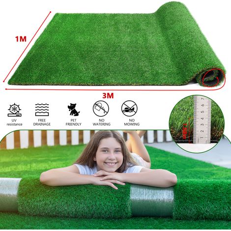 Césped artificial 1 x 3 m, pelo de 2 cm, verde, de polietileno HAVRYA (1/2)