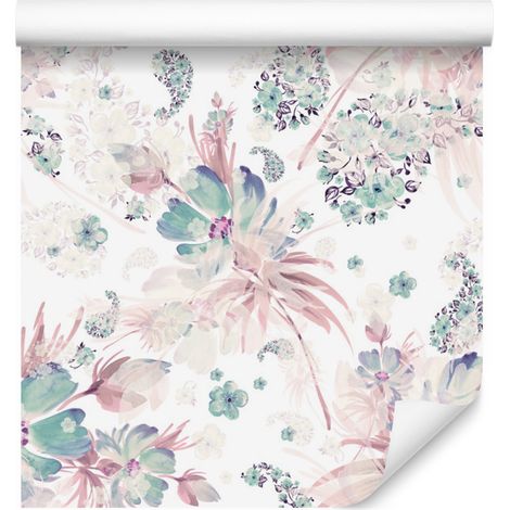 Papier peint Fleurs, Plantes et Feuilles Pastel pour Salon et Chambre 50x1000 cm (1/5)