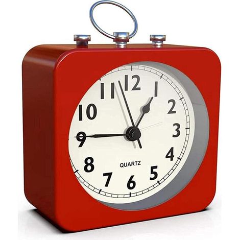 Réveil analogique à quartz Boîtier carré en métal silencieux sans tic tac pour chambre à coucher,voyage,bureau,enfants Fonctionnement simple (1/5)