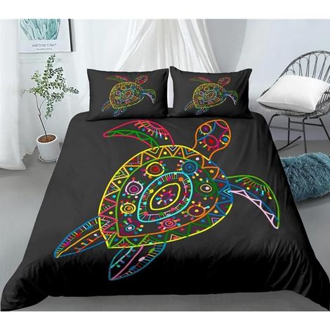 Tortue De Mer Vie Marine 3D Housse De Couettes Parure De Lit 220X240 Cm Imprimer 3 Pièces Microfibre Ensemble Literie 2Taies - 0JX (1/4)