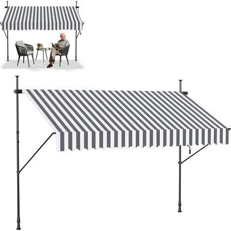 Froadp Store à pince Store rétractable Manuel Protection solaire Balcon Sans perçage Protection UV Résistant aux intempéries Hauteur réglable Store à bras articulé avec manivelle pour jardin terrasse