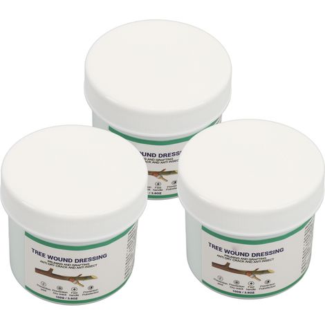 Lot de 3 tubes de 100 g de pansement pour arbres et arbustes, favorisant la cicatrisation après la taille et le greffage. Pâte cicatrisante avec pinceau. (1/5)