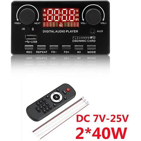 Amplificateur de puissance DC 5V-26V 240W, carte de décodage MP3, contrôle du volume, Bluetooth 5.0, lecteur MP3 80W, module USB, radio FM AUX, enregistrement, émetteur Bluetooth. (1/5)