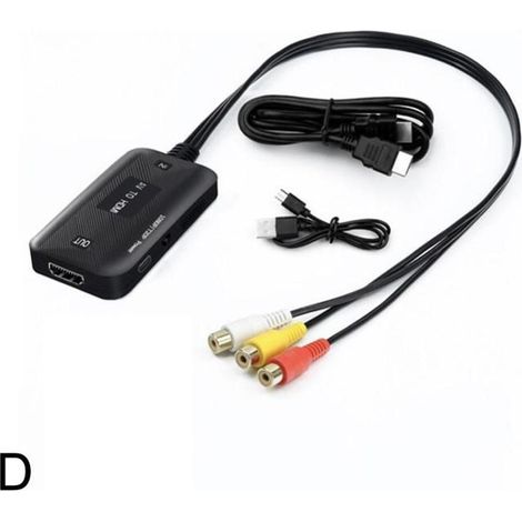 Convertisseur AV vers VGA 1080p avec connecteur femelle AV, interfaces audio 3,5 mm et RCA, compatible avec les boîtiers TV, PC et o (1/5)