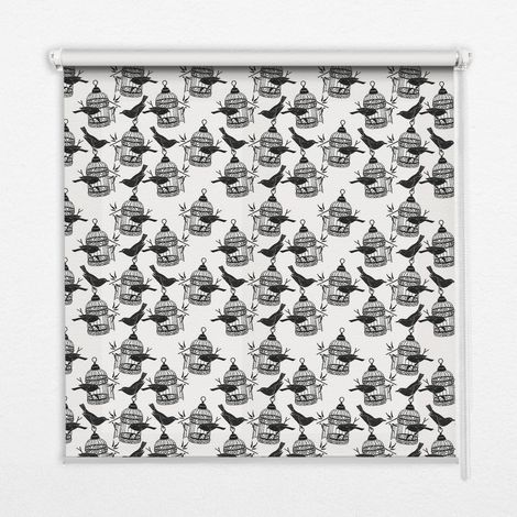 Store Enrouleur Intérieur pour Fenêtre - Store Tamisant - Store Enrouleur qui Laisse Passer la Lumière - Store Brise-Vue - Store  - Store pour Intérieur - (100 cm x 140 cm) - Corbeaux noirs (1/5)