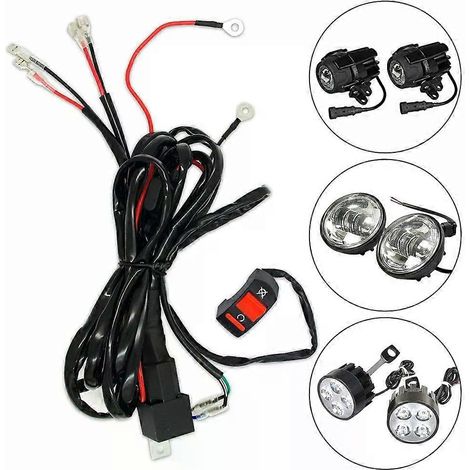 Faisceau de câblage pour phares antibrouillard de moto, lampe LED, relais de phare, câble de remplacement pour projecteur de moto (1/5)