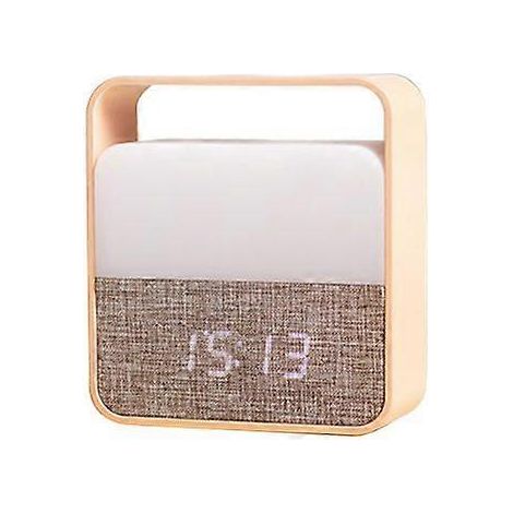 Réveil créatif avec motif bois, veilleuse avec télécommande (blanc chaud, 3 W) (1/5)