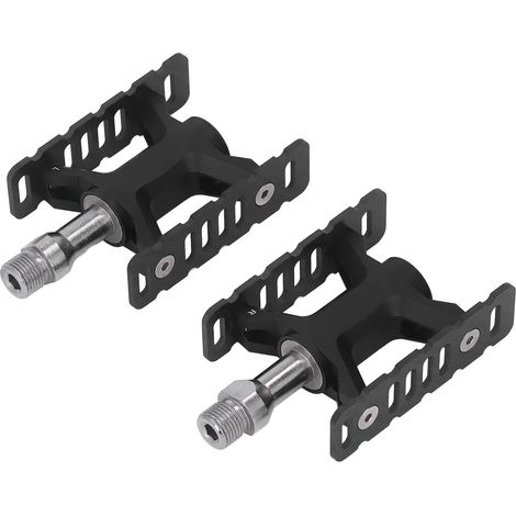 Flache Fahrradpedale, rostfrei, rutschfest und leicht, mit DU-Lagern, für faltbare Mountainbikes (1 Paar, schwarz). (1/5)