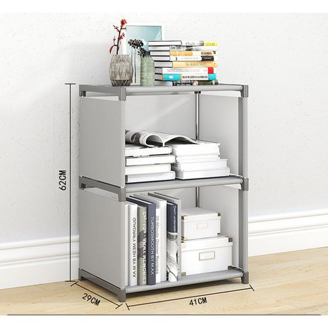 2-stöckiges Würfelregal 61 x 41 x 29 cm, Bücherregal zur Aufbewahrung von Büchern, Spielzeug und Schuhen, leichtes Aluminiummöbel (1/5)