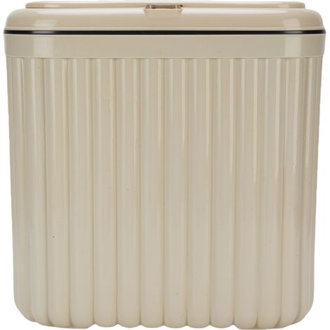 Poubelle mince avec couvercle, poubelle de salle de bain avec couvercle escamotable, pour salle de bain, cuisine, chambre ou bureau (1/5)