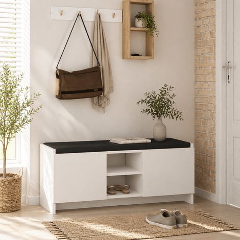 Schuhschrank aus weißem Melamin – sechs Fächer – 110 x 43 x 37 cm (1/4)