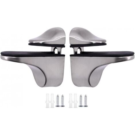2pcs Support d'étagère en verre argent brossé réglable en 2 parties et supporte des étagères en bois/verre de 3 à 21 mm d'épaisseur-Étagère murale (1/4)